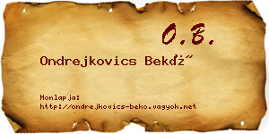 Ondrejkovics Bekő névjegykártya